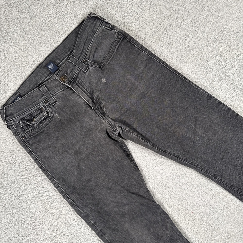 True Religion Jeans Mens 36 (36x33) Black Ricky USA Flap Pocket ***2 Holes READ